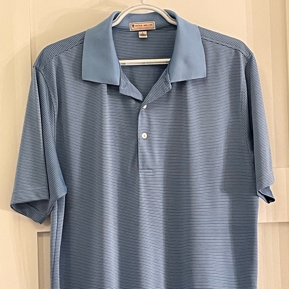Peter Millar Summer Comfort Sz Large Blue with Black Thin Stripes